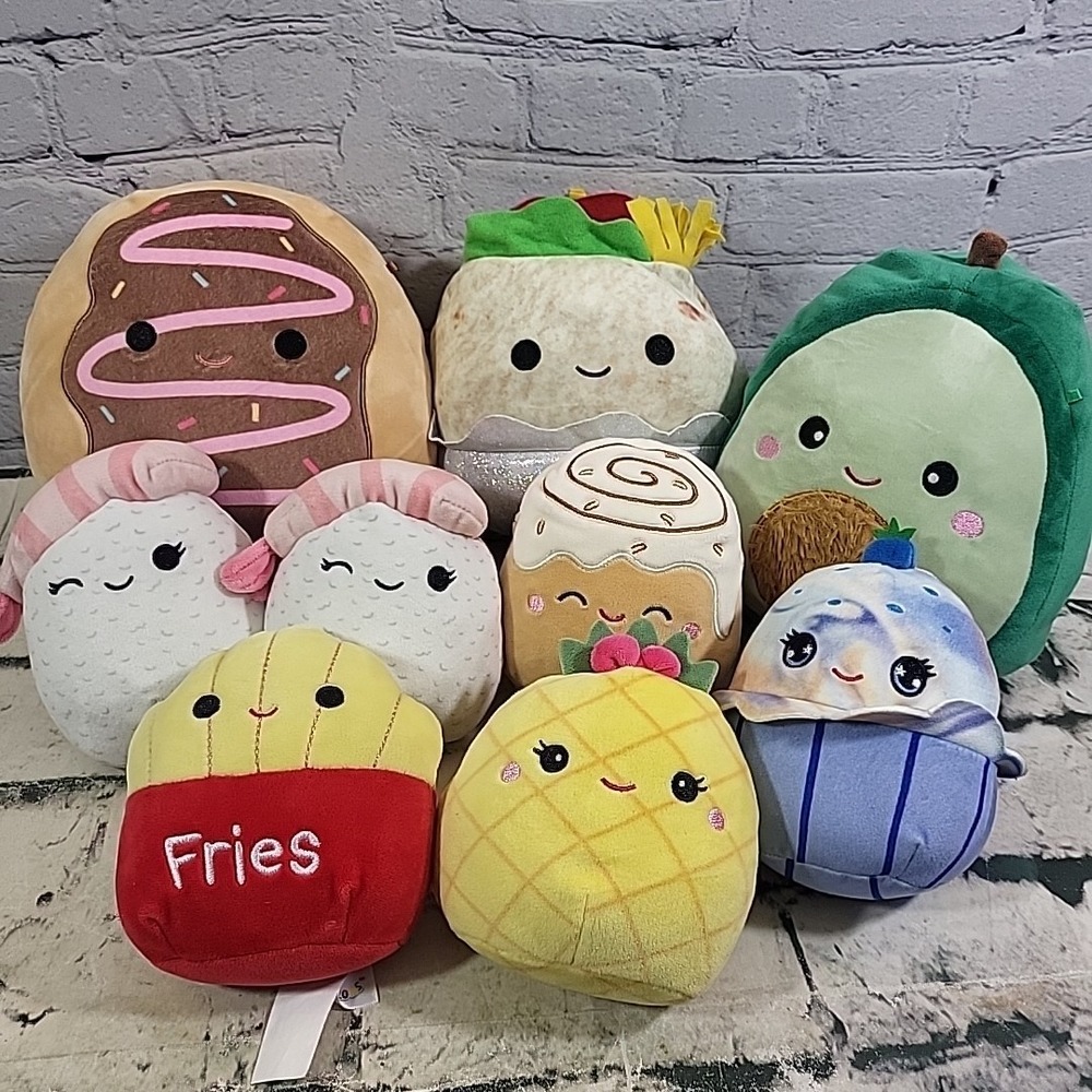 Squishmallows Plush Food Foodie Lot Of 9‎ Stuffed Toys Sushi Avocado Fries